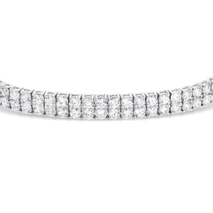 Two Row Diamond Tennis Bracelet 11.45 Carats 18K White Gold