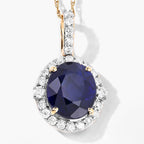 Blue Sapphire Pendant With Diamonds 2.54 Carats 18K Yellow Gold