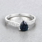 Blue Sapphire Ring With Diamonds 0.83 Carats 14K White Gold