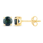 Blue Sapphire Stud Earrings 1.28 Carats 14K Yellow Gold