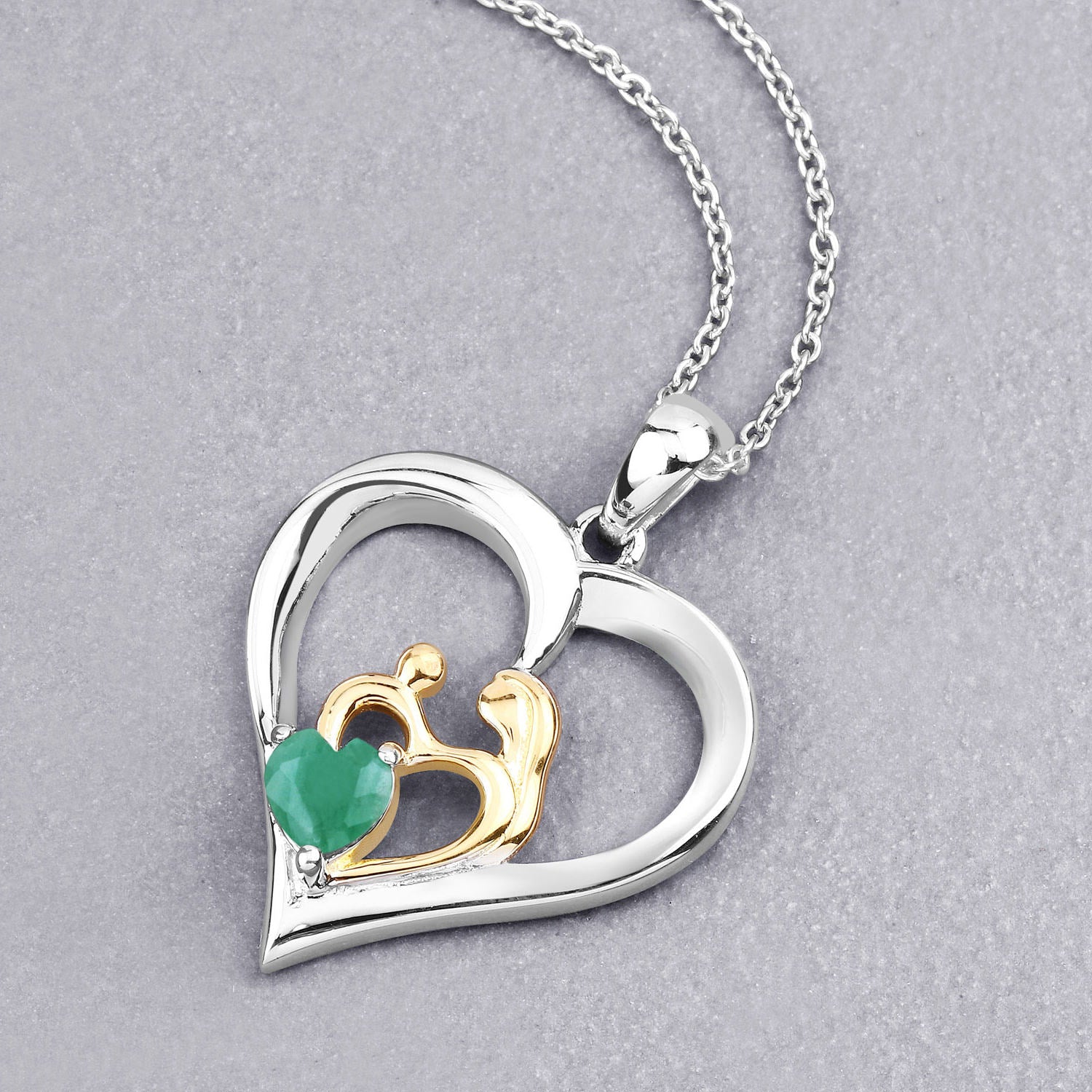 Emerald Mom Pendant 0.44 Carats Sterling Silver