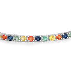 Multicolored Sapphire Bracelet 8.3 Carats 18K Gold Plated Silver