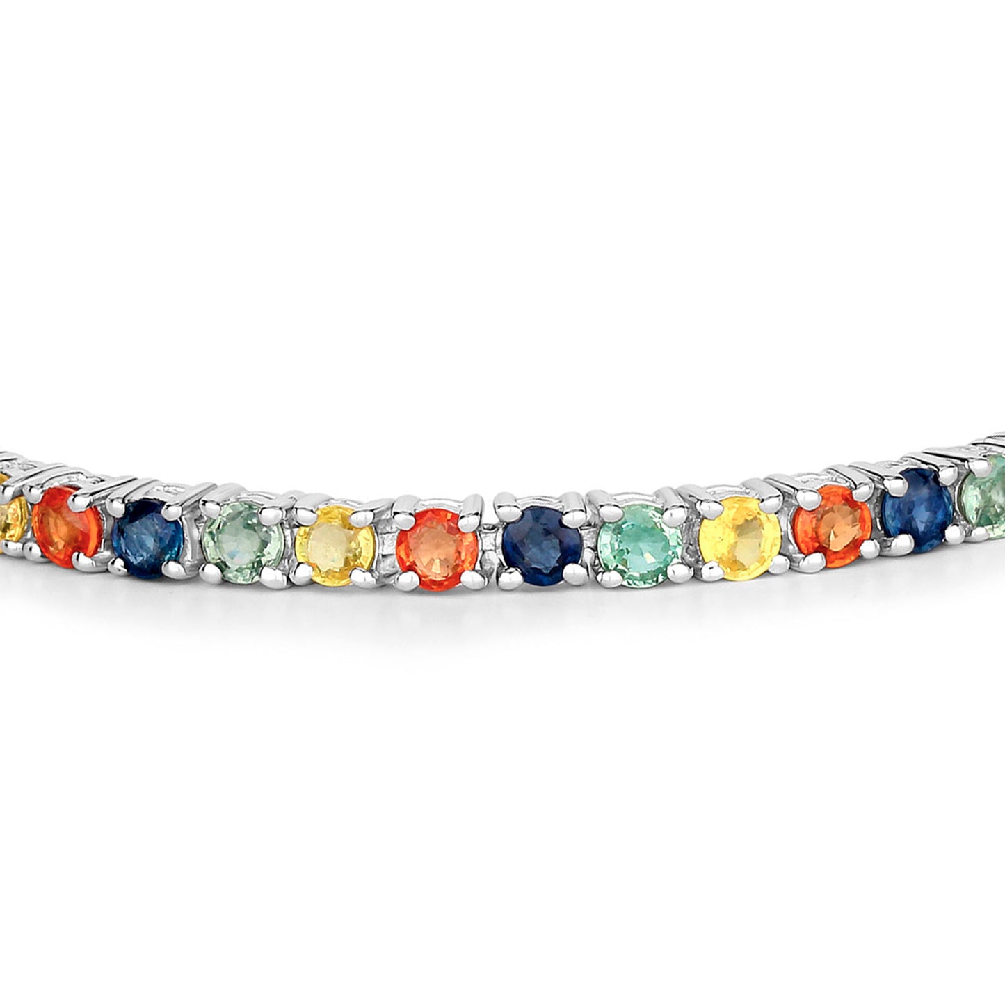 Multicolored Sapphire Bracelet 8.3 Carats 18K Gold Plated Silver