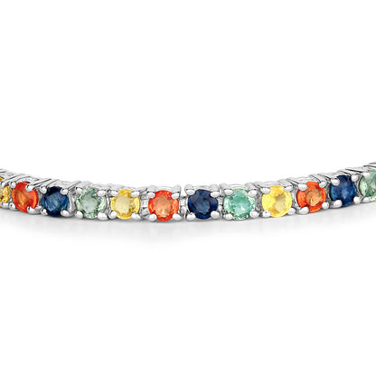 Multicolored Sapphire Bracelet 8.3 Carats 18K Gold Plated Silver
