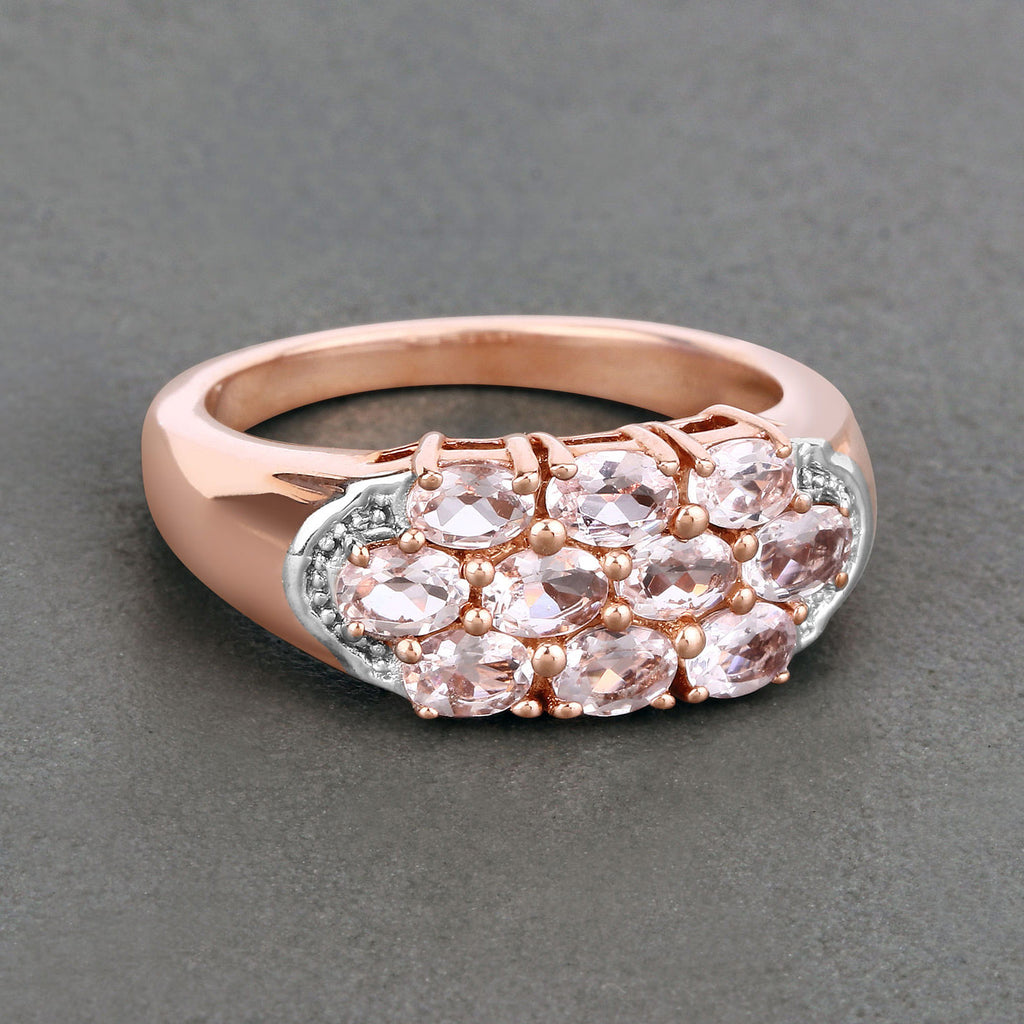 Morganite Ring 1.48 Carats Gold Plated Silver
