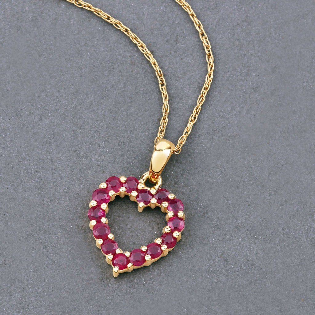 Ruby Heart Pendant 0.42 Carats 10K Yellow Gold