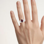 Rhodolite Garnet Ring With White Topaz 3.2 Carats Sterling Silver