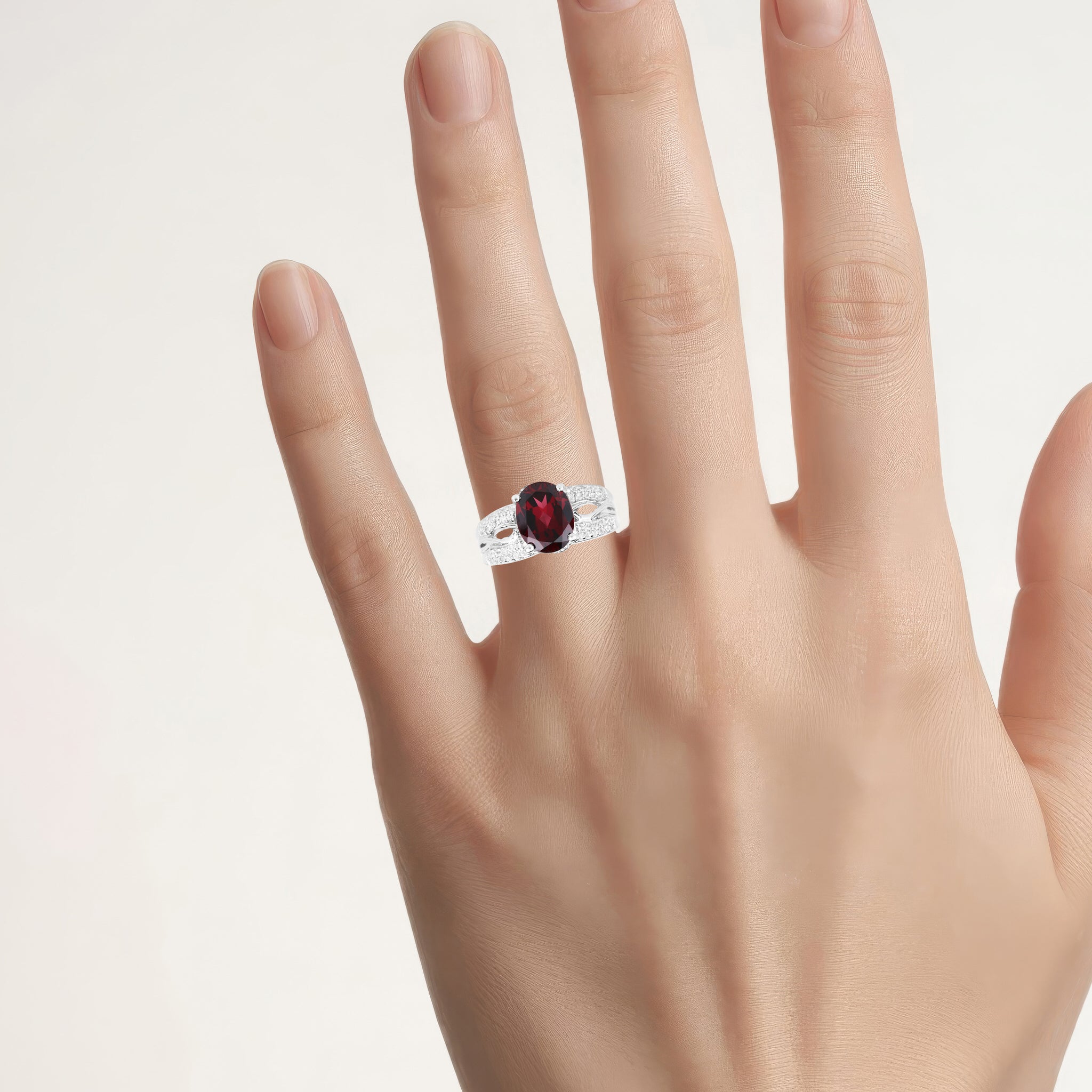 Rhodolite Garnet Ring With White Topaz 3.2 Carats Sterling Silver