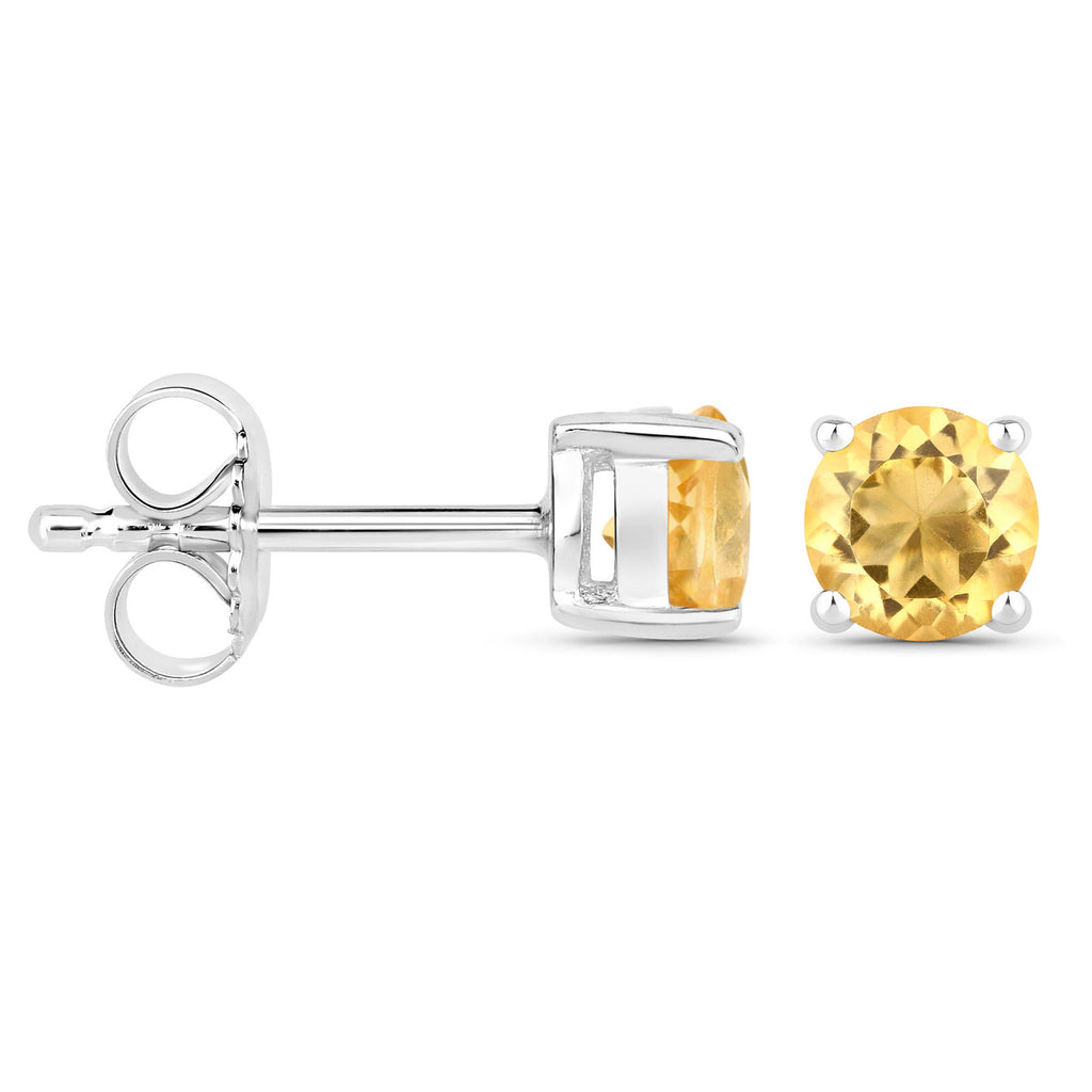 Citrine Stud Earrings 0.88 Carats Sterling Silver