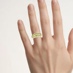 Peridot Ring With Diamonds 2.28 Carats Gold Plated Silver