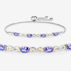 Tanzanite Bracelet With White Topaz 1.78 Carats Gold Plated Sterling Silver