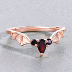Garnet Bat Ring 0.3 Carats Gold Plated Silver