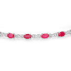 Ruby Bracelet With Diamonds 3.6 Carats 14K White Gold