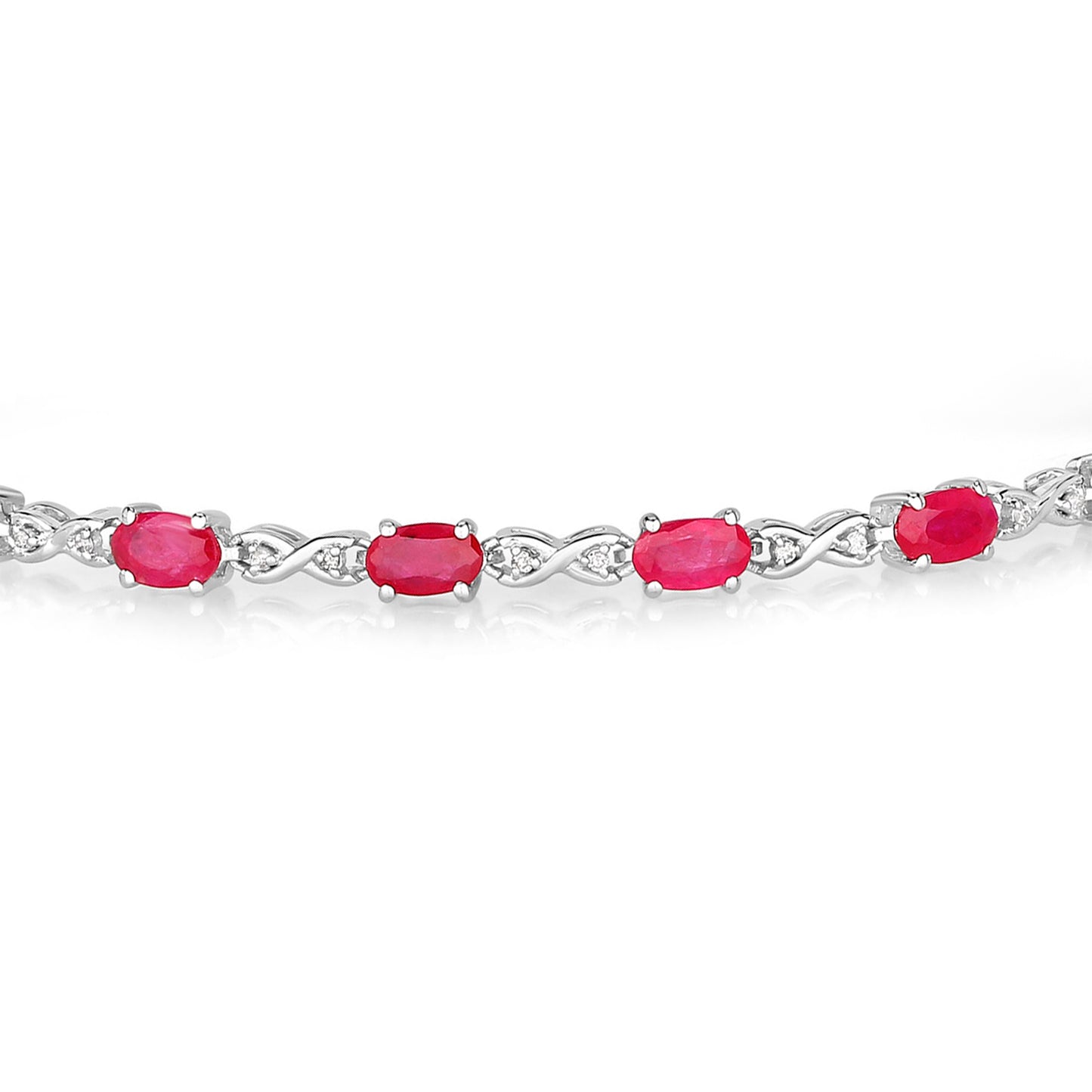Ruby Bracelet With Diamonds 3.6 Carats 14K White Gold