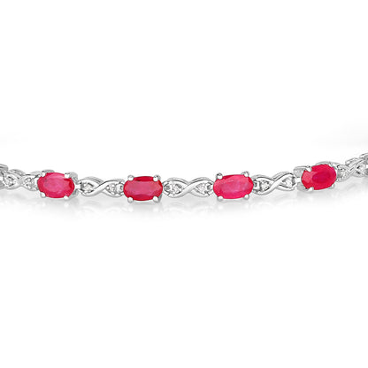 Ruby Bracelet With Diamonds 3.6 Carats 14K White Gold