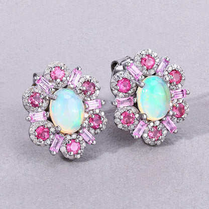 Natural Mixed Gemstones Earrings 3.78 Carats Sterling Silver