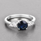 Blue Sapphire Ring With Diamonds 1.32 Carats 14K White Gold