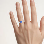 Blue Sapphire Ring With Diamonds 2.6 Carats 18K White Gold
