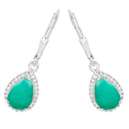 Natural Emerald Earrings With Diamonds 3.02 Carats Sterling Silver