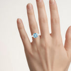 London Blue Topaz Ring With White Topaz 3.52 Carats Sterling Silver