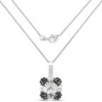 Green Amethyst Flower Pendant With White Sapphire 2.66 Carats Sterling Silver