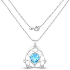 Swiss Blue Topaz Pendant 11.4 Carats Sterling Silver