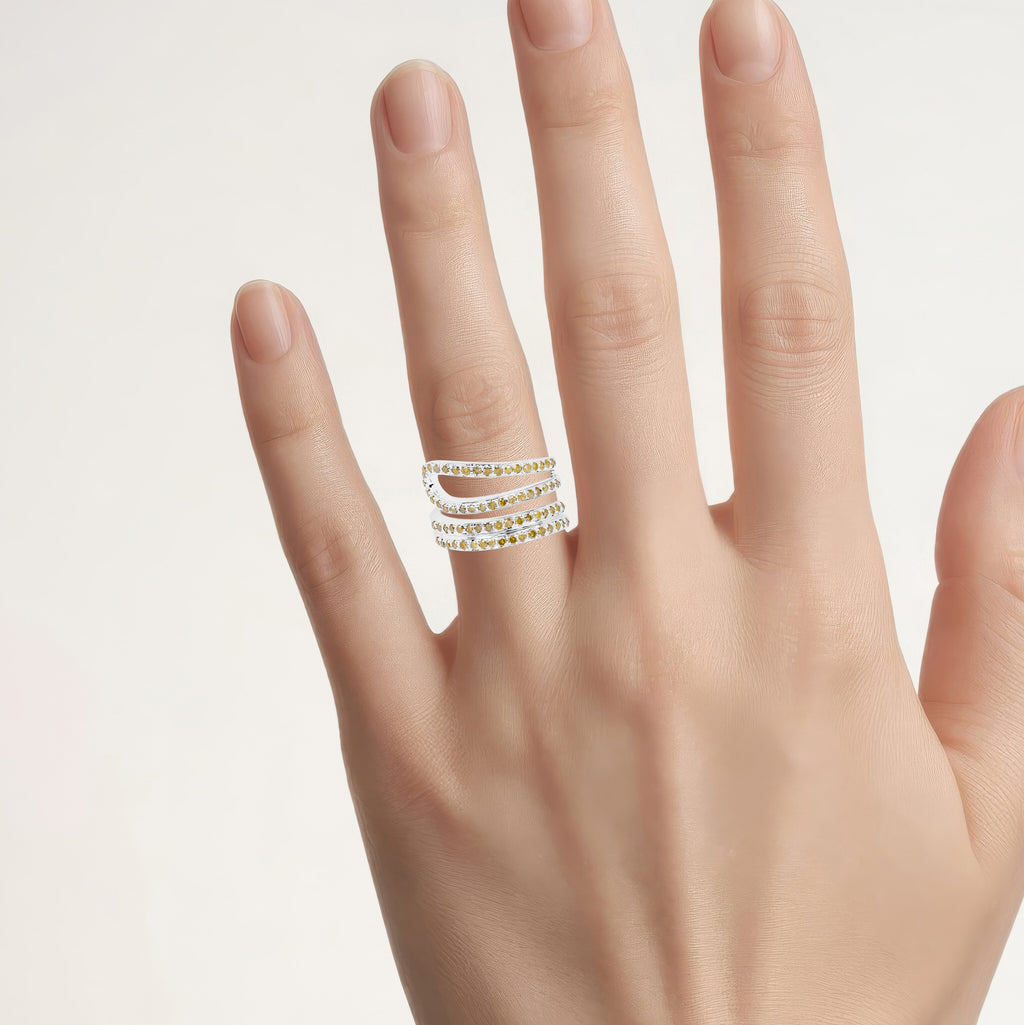 Yellow Diamond Ring 0.82 Carats Sterling Silver