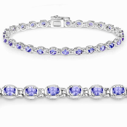 Tanzanite Tennis Bracelet 4.58 Carats Sterling Silver