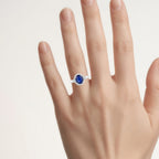 Blue Sapphire Ring With Diamonds 2.76 Carats 18K White Gold