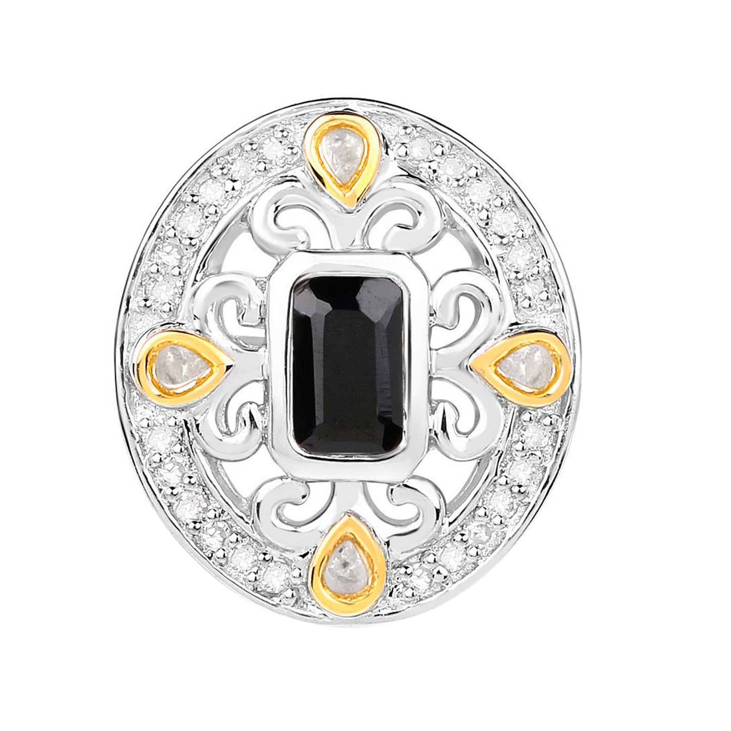 Blue Sapphire Earrings Diamonds 0.90 Carats 18K Yellow Gold Plated Silver