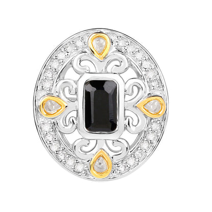 Blue Sapphire Earrings Diamonds 0.90 Carats 18K Yellow Gold Plated Silver
