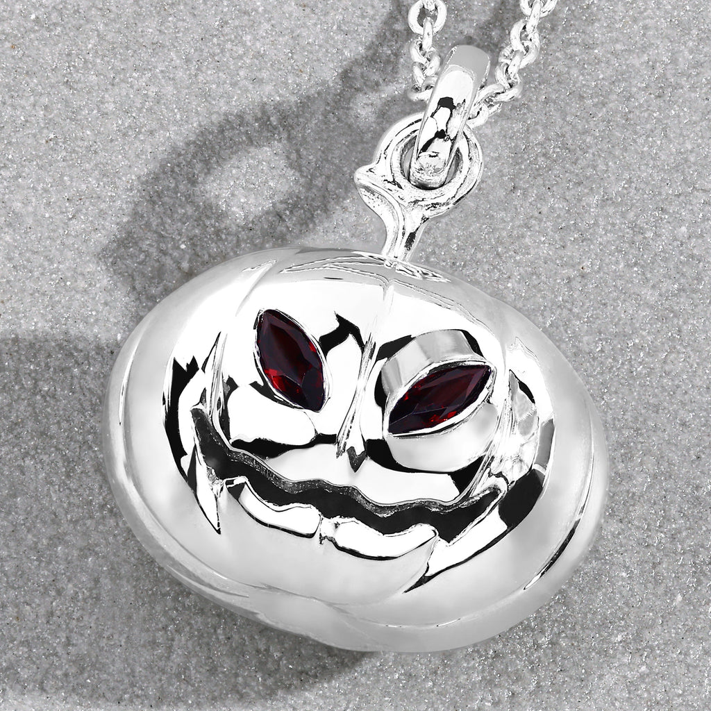 Garnet Jack-o'-Lantern Pendant 0.18 Carats Sterling Silver