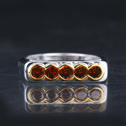 Red Diamond Ring 0.5 Carats 9K Yellow & White Gold