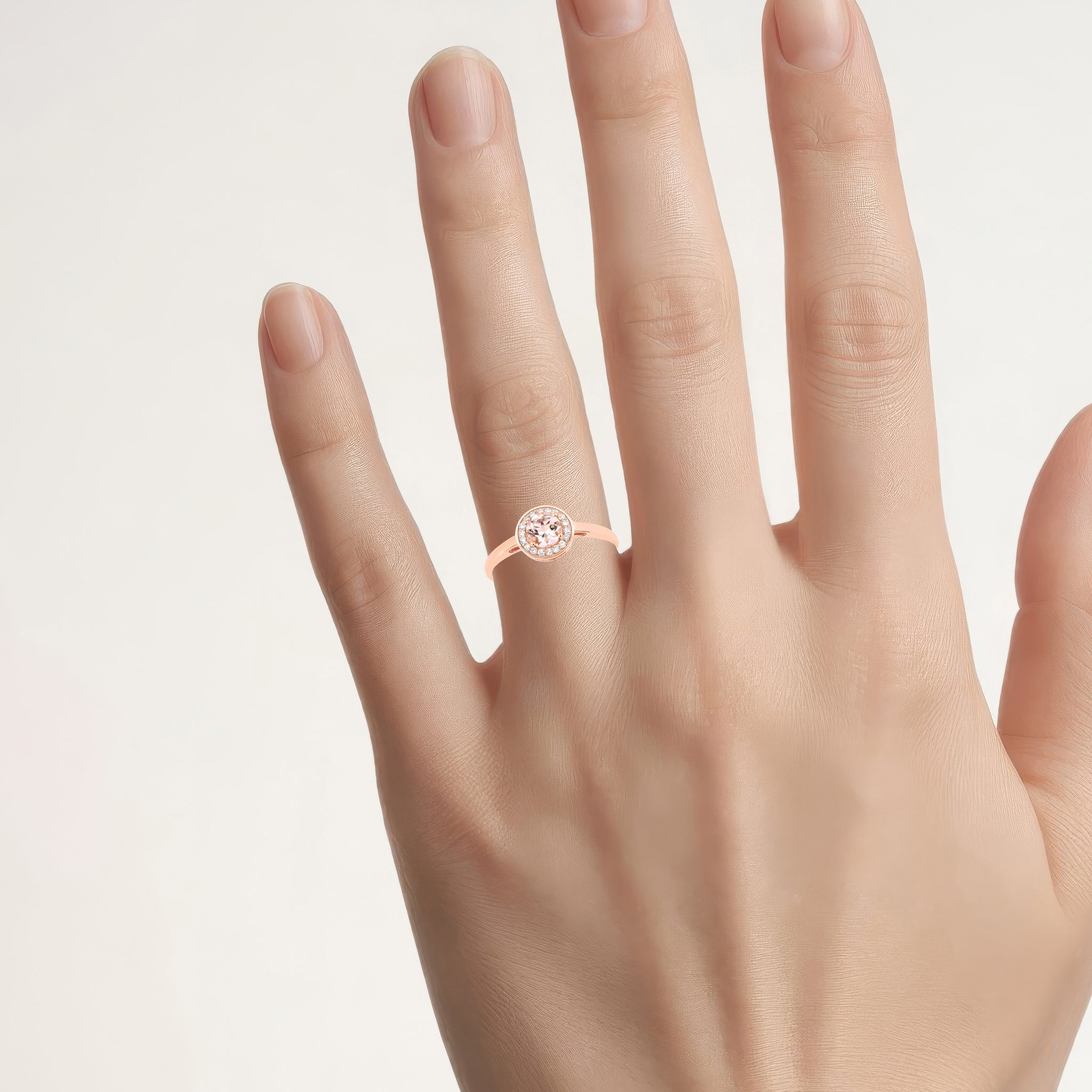 Morganite Ring With Diamonds 0.46 Carats 14K Rose Gold