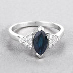 Blue Sapphire Ring With Diamonds 1.44 Carats 14K White Gold
