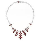 Garnet Flower Necklace 23.9 Carats Sterling Silver