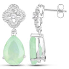 Prehnite Earrings With White Topaz 10 Carats Sterling Silver