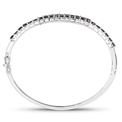 Black Diamond Bangle Bracelet 3.98 Carats Sterling Silver