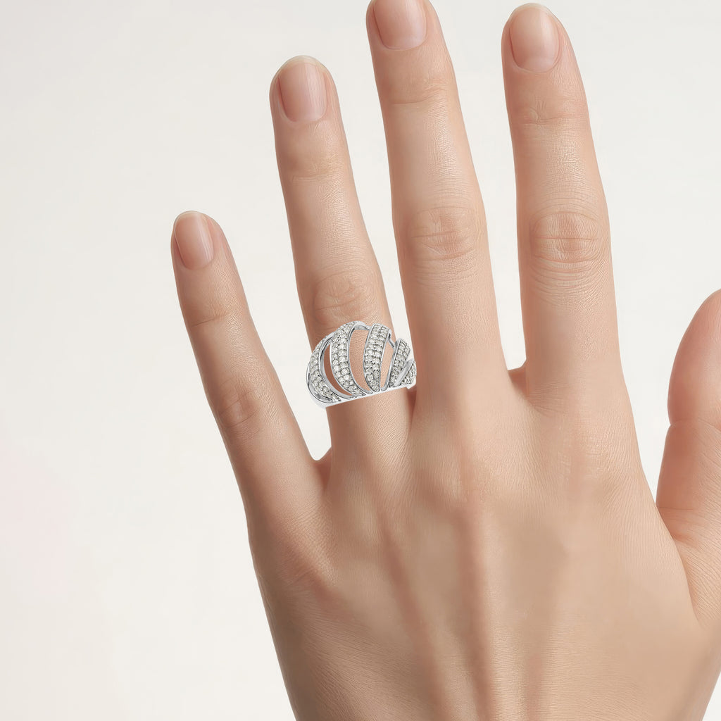 Diamond Ring 0.96 Carats Sterling Silver