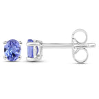 Tanzanite Stud Earrings 0.38 Carats Sterling Silver