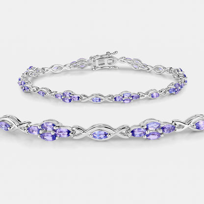 Tanzanite Bracelet 3.18 Carats Sterling Silver