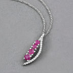 Ruby Pendant With Diamonds 0.36 Carats 14K White Gold