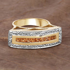 Orange Sapphire Ring 1.06 Carats Gold Plated Silver