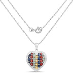Multicolor Sapphire Heart Pendant 4.28 Carats Sterling Silver