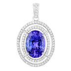 Natural Tanzanite Pendant With Diamonds 4.88 Carats 14K White Gold