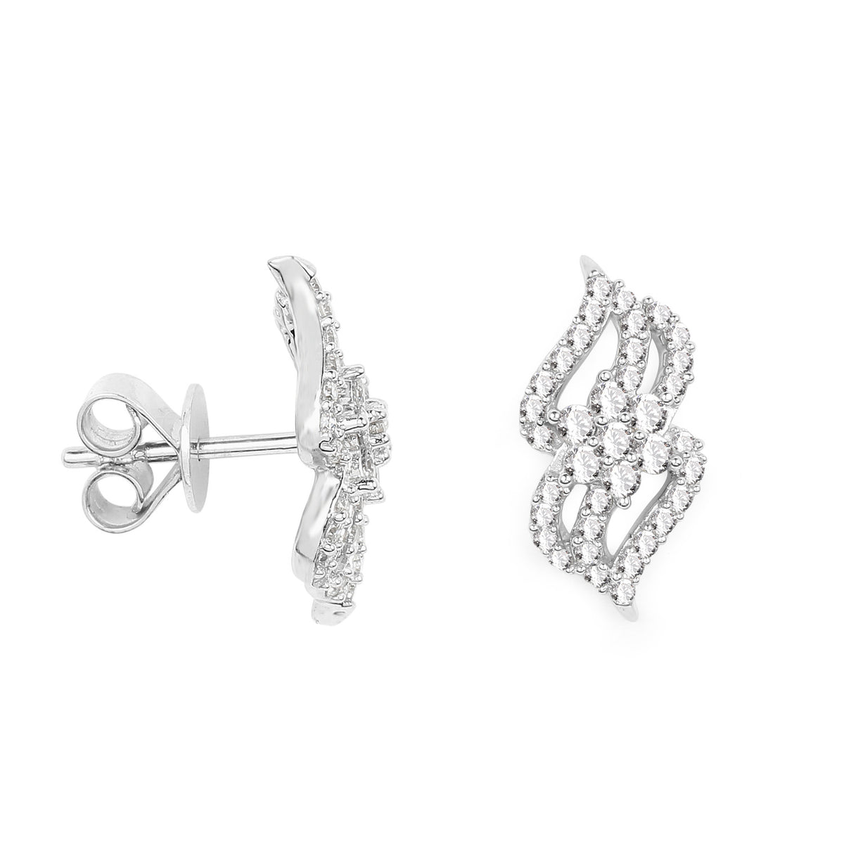 Diamond Stud Earrings 0.62 Carats 14K White Gold