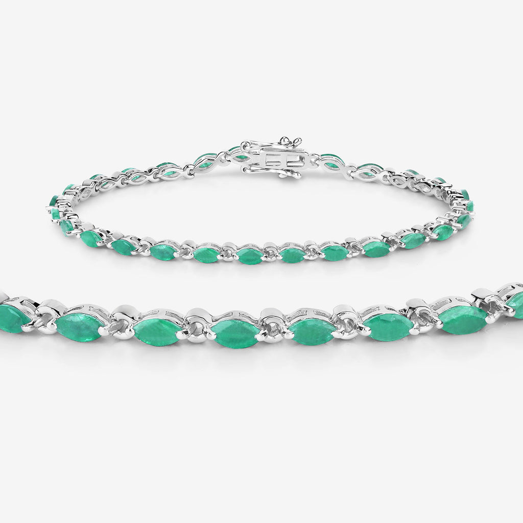 Zambian Emerald Bracelet 3.22 Carats Sterling Silver