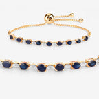 Blue Sapphire Bracelet With Diamonds 1.8 Carats Gold Plated Silver