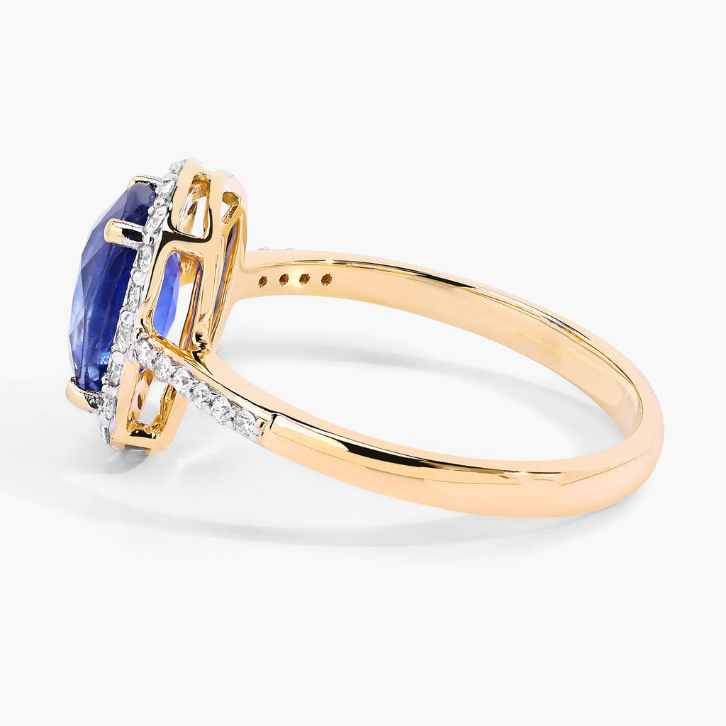 Blue Sapphire Ring With Diamonds 2.32 Carats 18K Yellow Gold