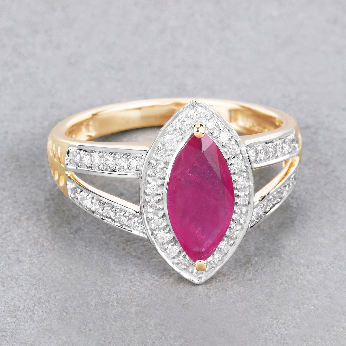 Ruby Ring With Diamonds 1.04 Carats 14K Yellow Gold